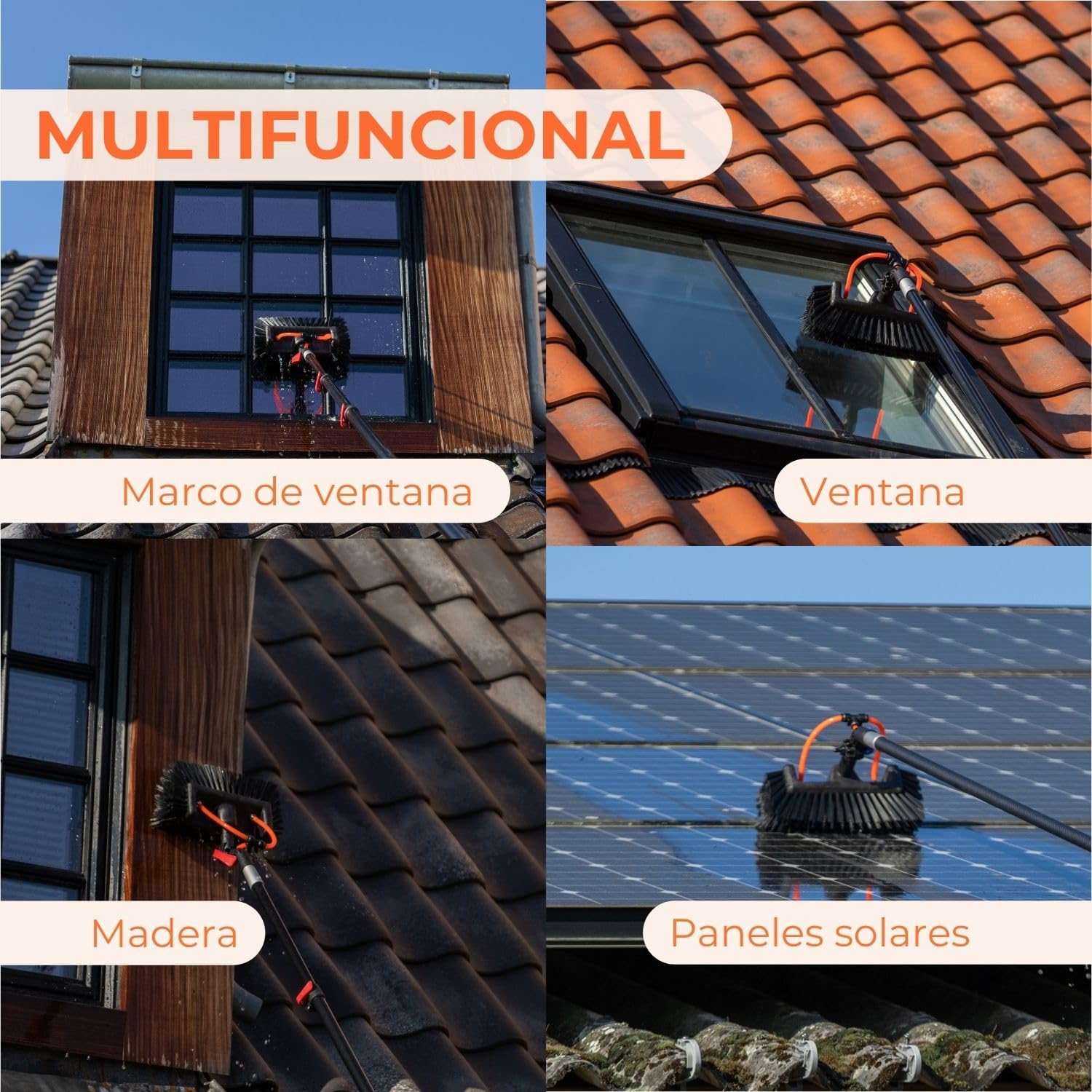 Aquascopic Pértiga Telescópica 10 m de Aluminio T6 - Limpieza de Cristales & Paneles Solares en Altura - Ultra Estable con Pinzas de Sujeción - Uso Profesional Intensivo