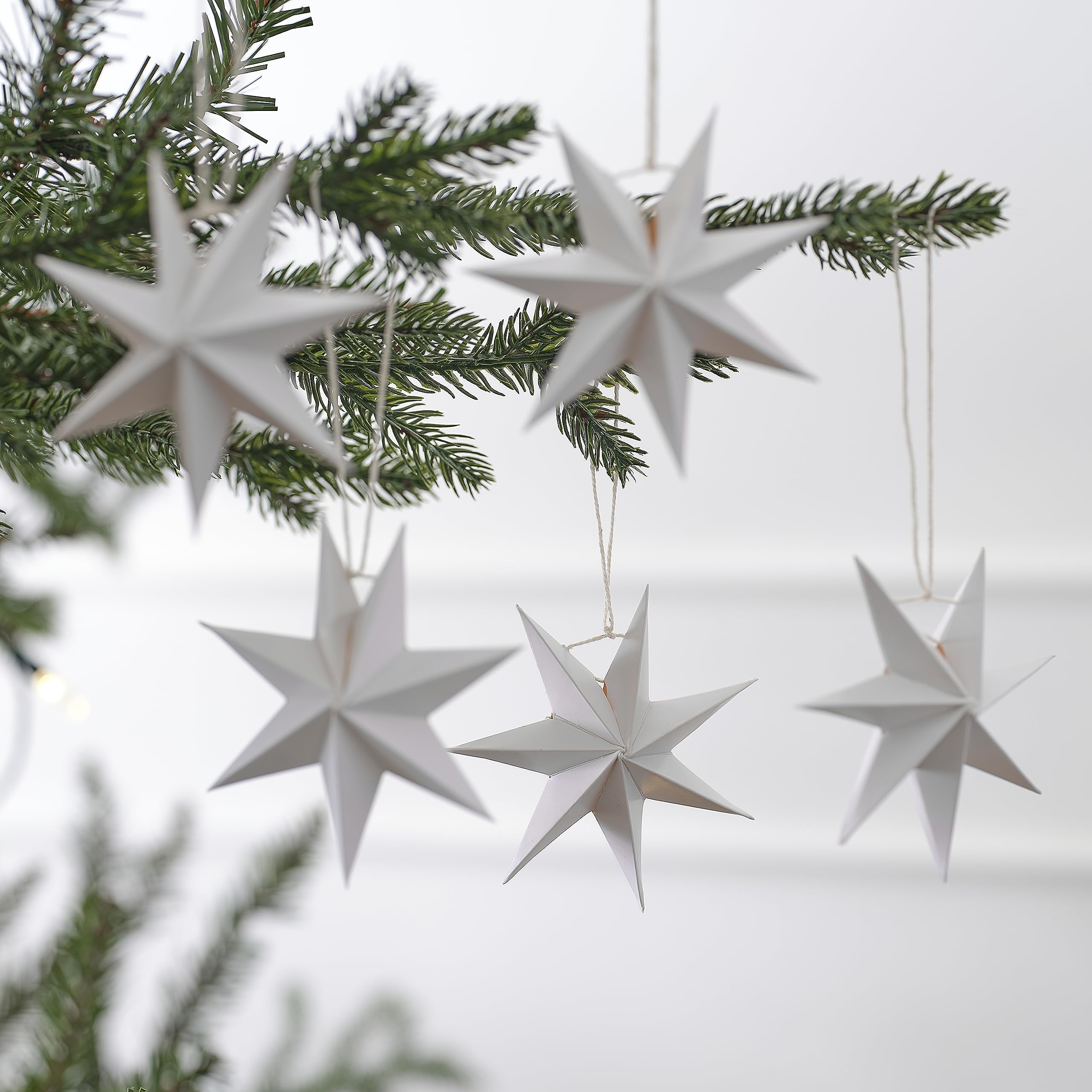 Ginger Ray 3D White Paper Star Christmas Tree Hanging Decorations 5 Pack