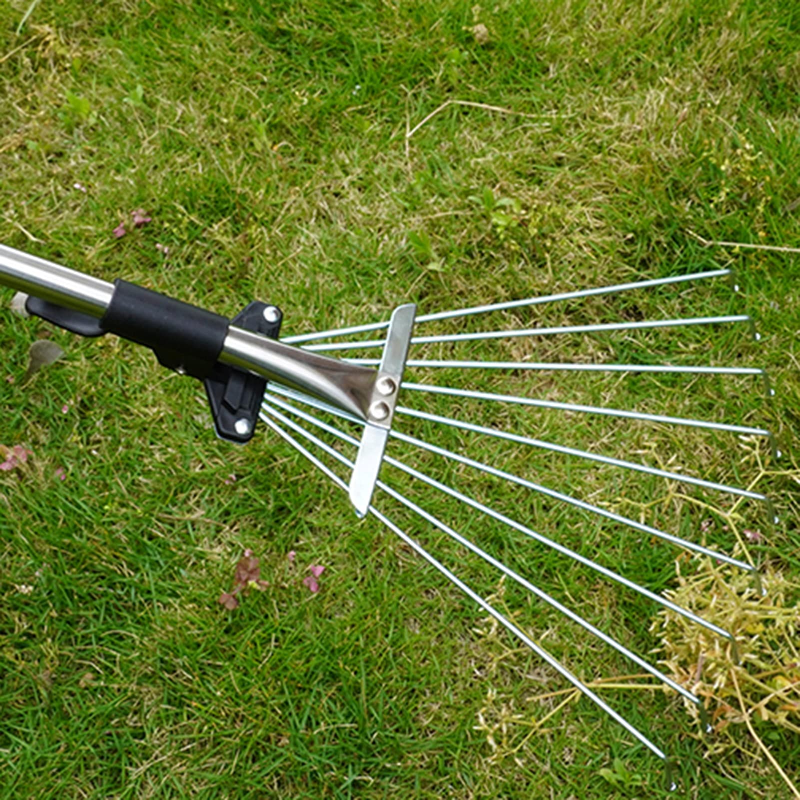 Rastrillo para césped y Jardines, Rastrillo de jardín Metal Hojas Plegable telescópico Ajustable retráctil Herramienta jardinería