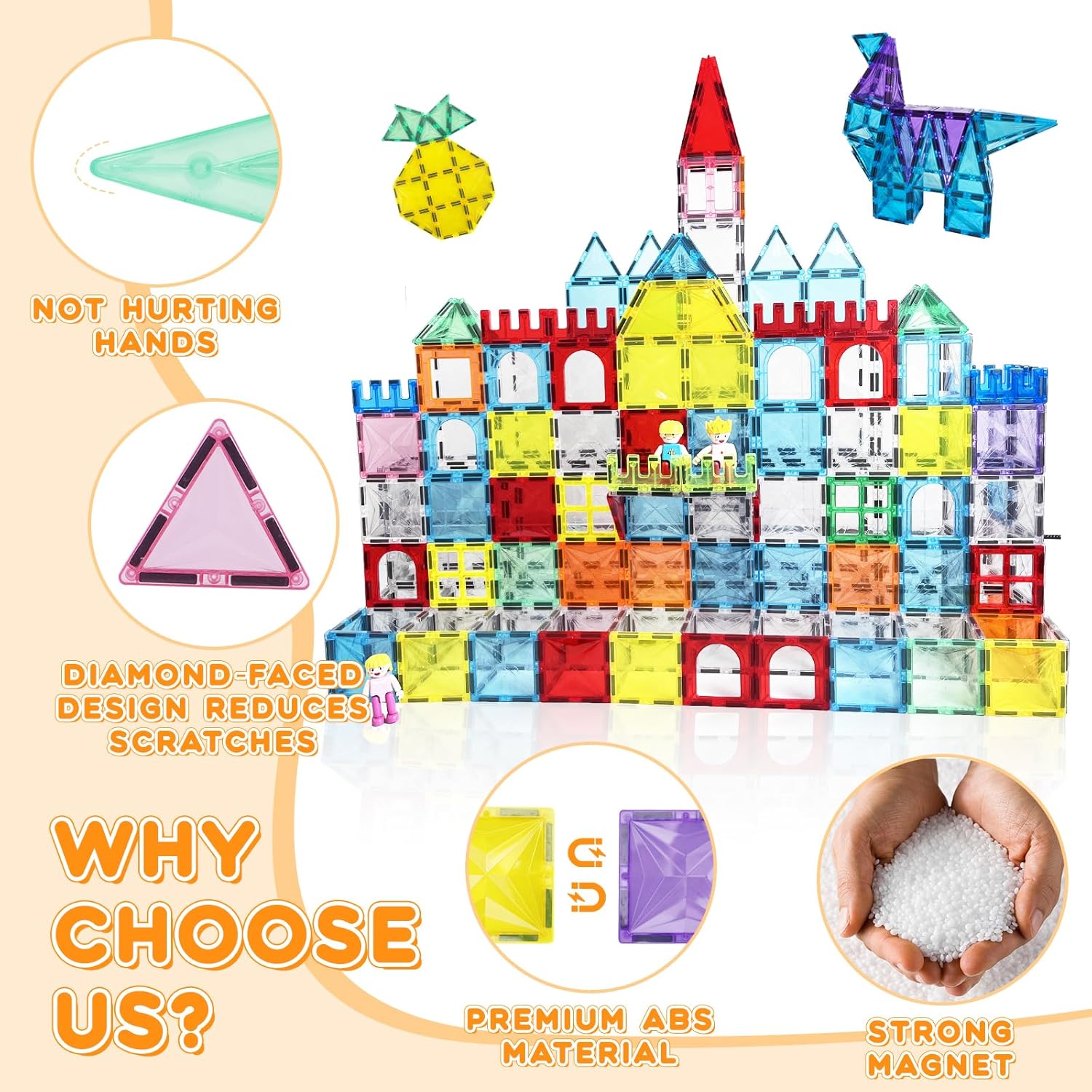 Magnetic Tiles, 130PCS Magnetic Blocks Set with 2 Cars, 4D Diamond Magnet Building Blocks, STEM Preschool Educational Magnet Toys Gift for Kids, Boys and Girls 3 4 5 6 7 8+ Year Old - Image 7