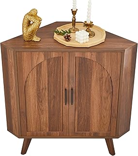 BERRYMERRY Fluted Corner Cabinet with Storage,Space Saving Corner Floor ...