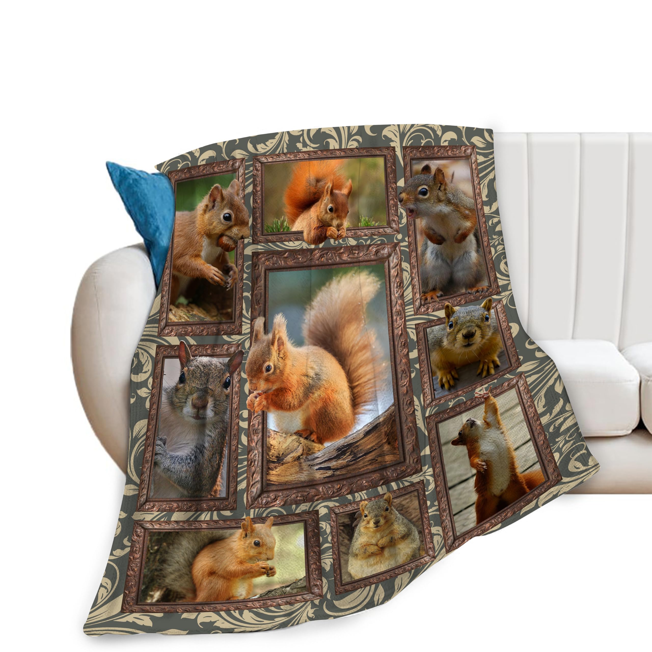 Squirrels Blanket for Girl Woman Squirrel Throw Blanket for Kids Man Soft Plush Cozy Squirrel Animals Bedroom Decor Flannel Blanket Gifts for Adults Couch Sofa 50"X40"