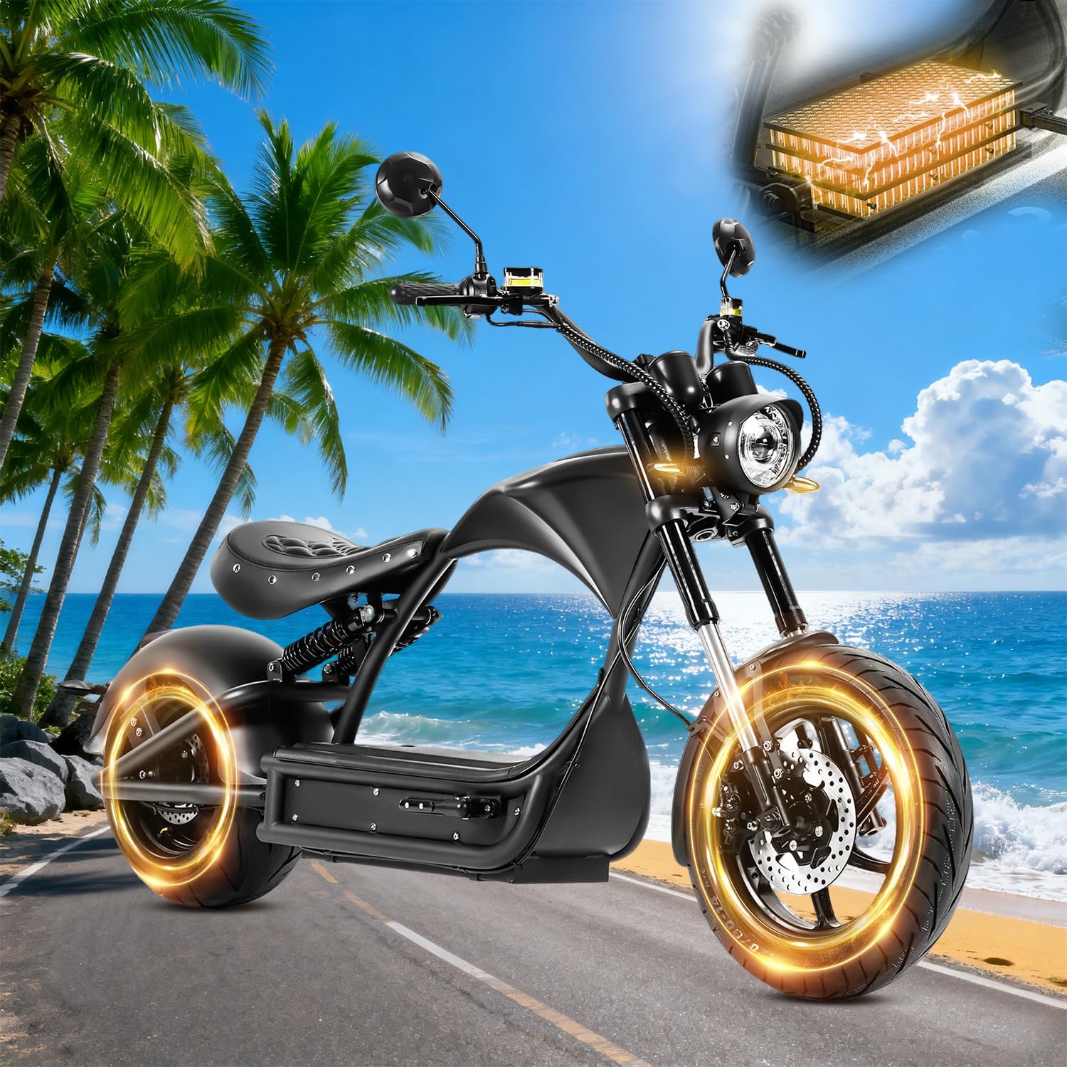 eAhora (2025 Upgraded) M1P Pro 4000W Electric Motorcycle for Adults 50MPH 60V 42Ah 55 Miles Long Range 2 Persons Adult Motorcycle Dual Battery Hydraulic Brakes Street Legal Electric Motorcycle