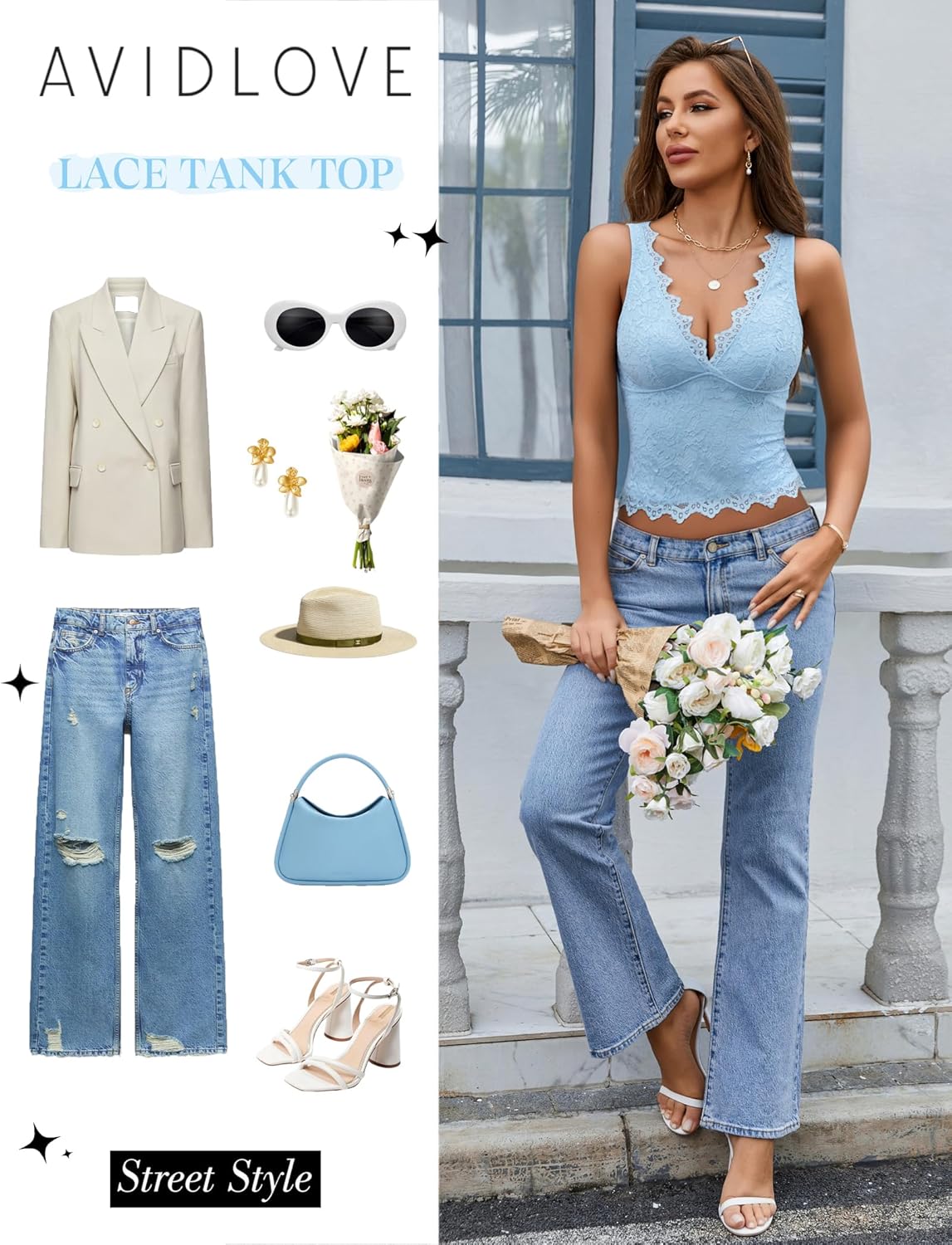 Avidlove Lace Tank Tops for Women Summer Going Out Tops Y2k Sexy Lace Top - Image 5