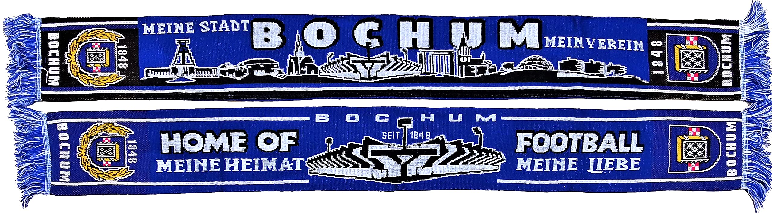 Bochum scarf (skyline, stadium), football scarf, cult scarf, souvenir scarf, Bochum fan item, Blue, White, 145 - Image 2