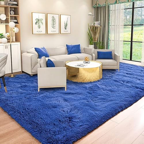 Miniatura 238 de Kelarea Alfombra de área para sala de estar, 3 x 5, antideslizante, color azul turquesa, esponjosa, suave, alfombra de felpa peluda para dormitorio