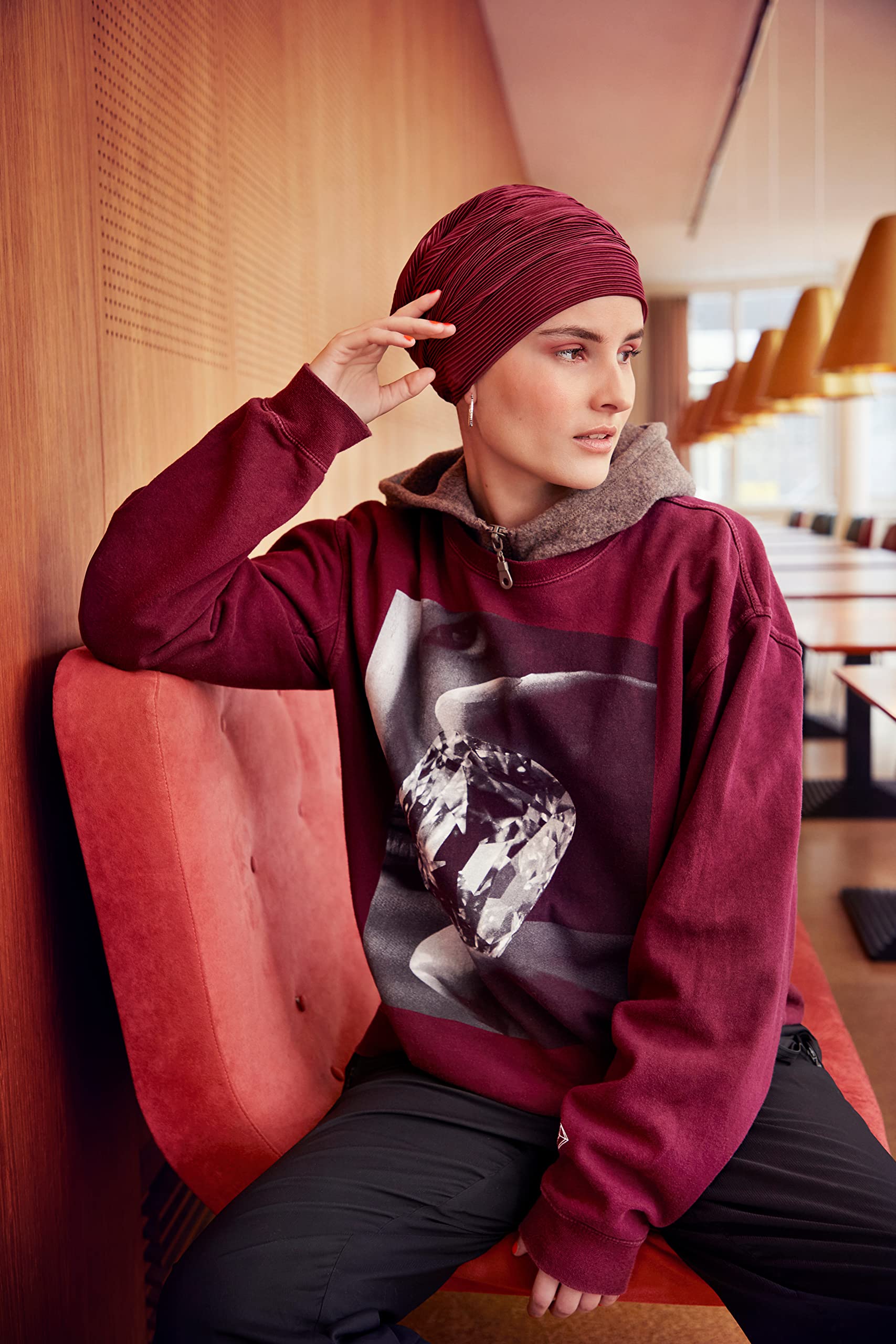 Bellissimo Turbante Bordeaux Luna dal Danese, Multicolore, Etichettalia Unica Donna