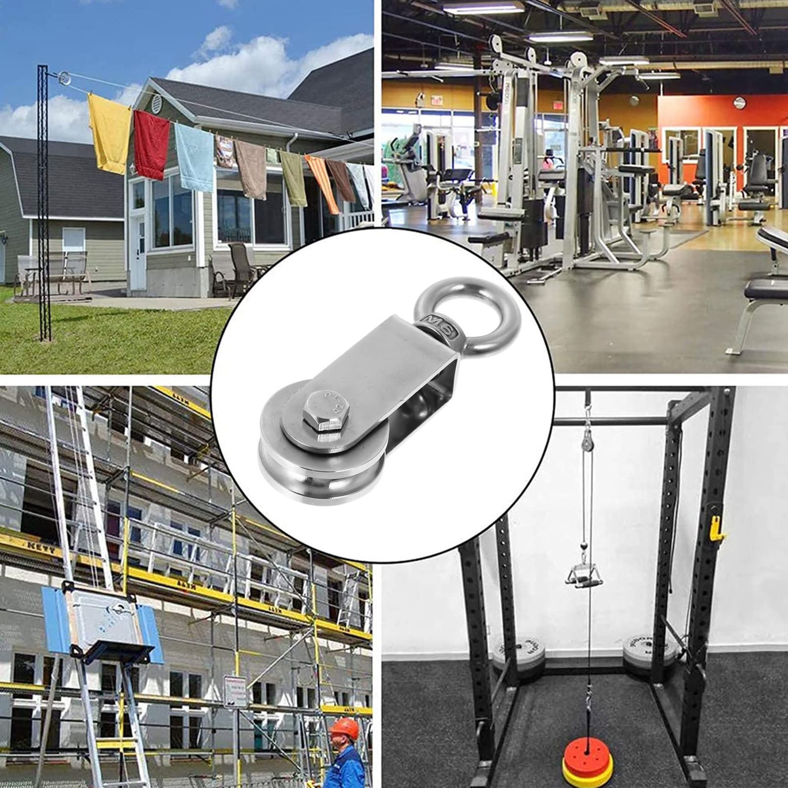 GLEAVI 5pezzi Puleggia Shaped Inossidabile Per Sollevamento Per Palestra Casa Sollevamento e Scale