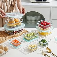 Vista 7 de 8-piece glass food storage container, glass pre meal preparation container, with sealing cover, suitable for use in microwave ovens, ovens