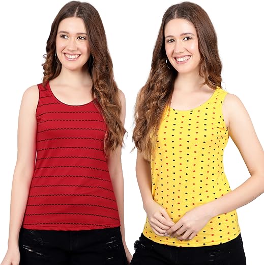 IRANA Women's Super Combed Cotton Rib Fabric Slim Fit Tank Top-Pack of 2