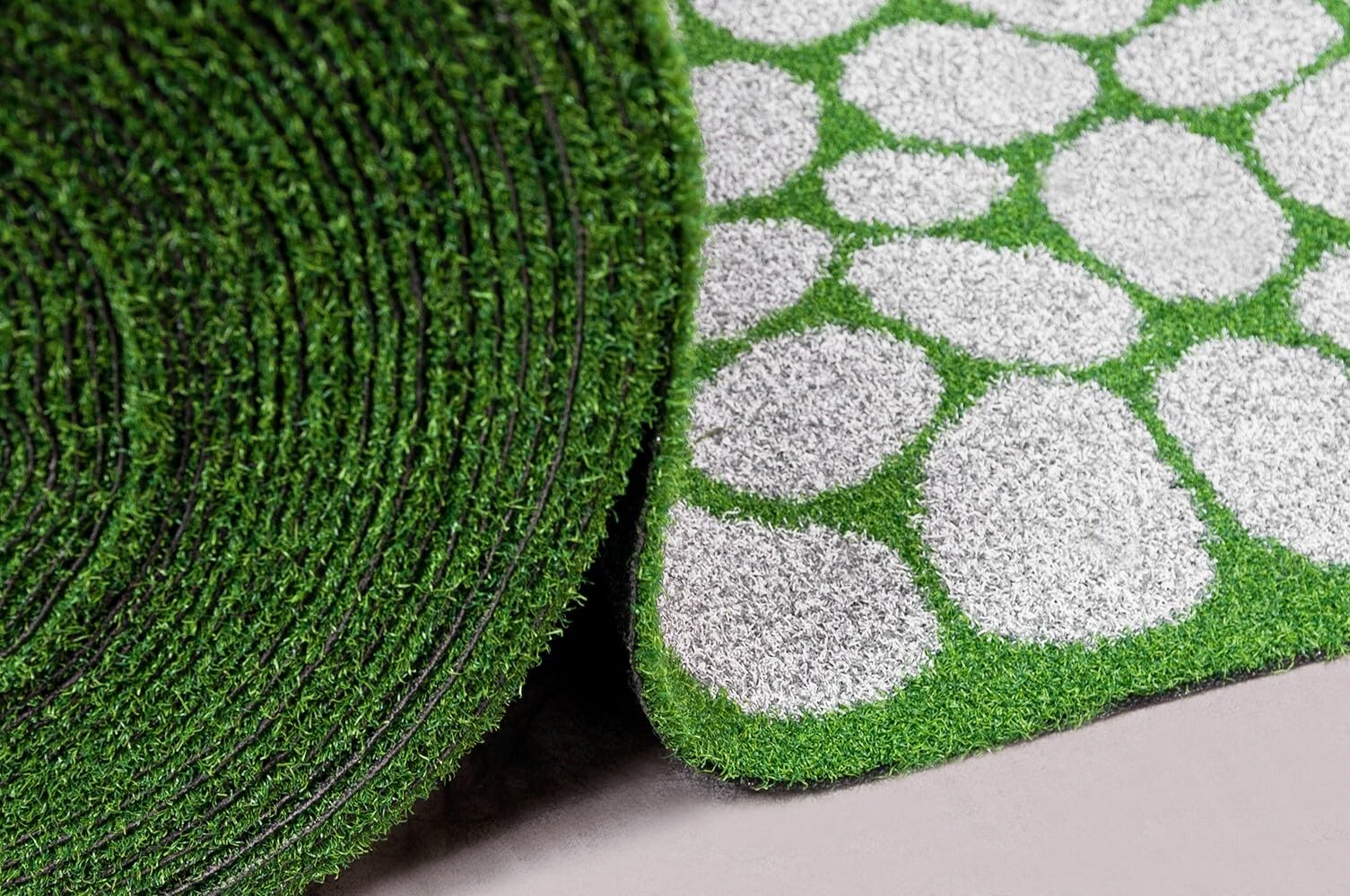 Herbe synthétique effet pierres pierres, tapis de sol pelouse synthétique galets drainant 1 x 15 m