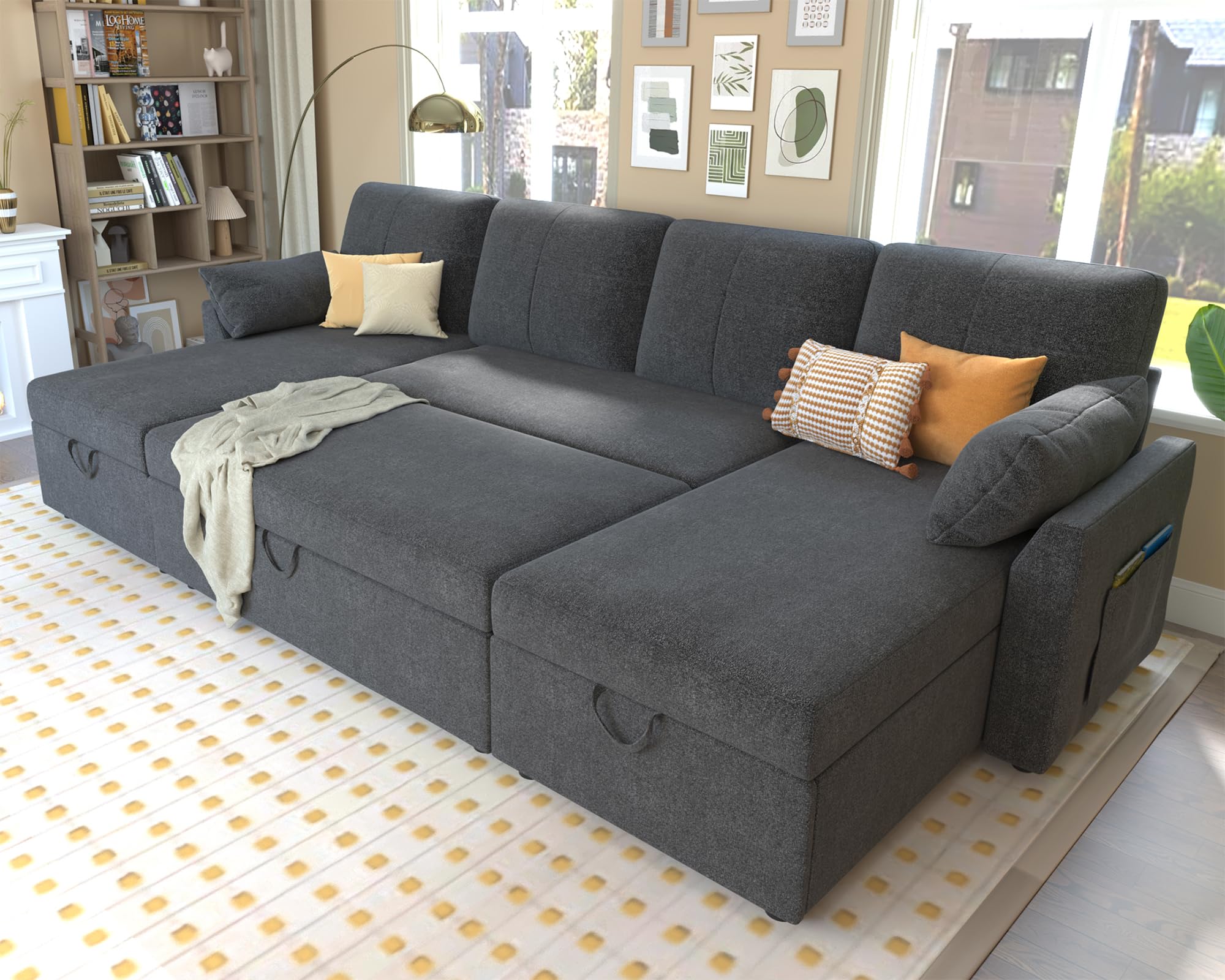 PaPaJet 110 inch Sofa Bed in Grey Boucle