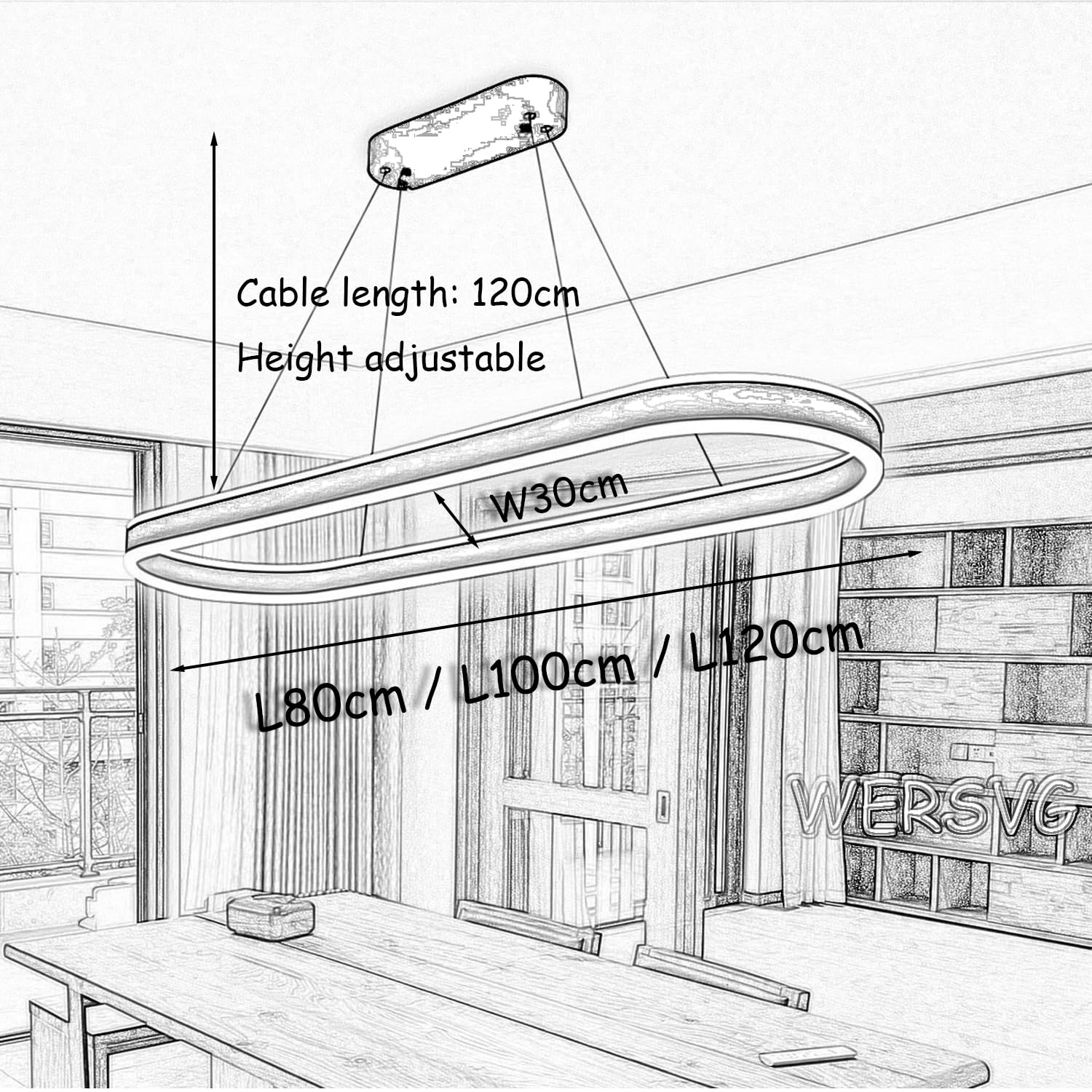 Modern LED Esstisch Pendelleuchte Oval Wohnzimmer Büroleuchter Dimmbar 3500K-6500K Schwarz Esszimmerlampe Pendellampe Hoehenverstellbar, für Restaurants Bars Büros Billardzimmer (Schwarz, L100cm,88W)