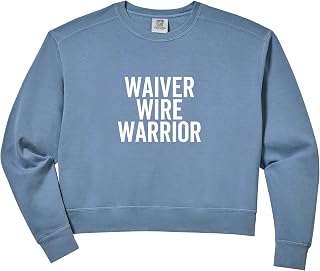 Women's Waiver Wire Warrior Funny Fantasy Football Champ Quote Comfort Colors Crop Sweatshirt