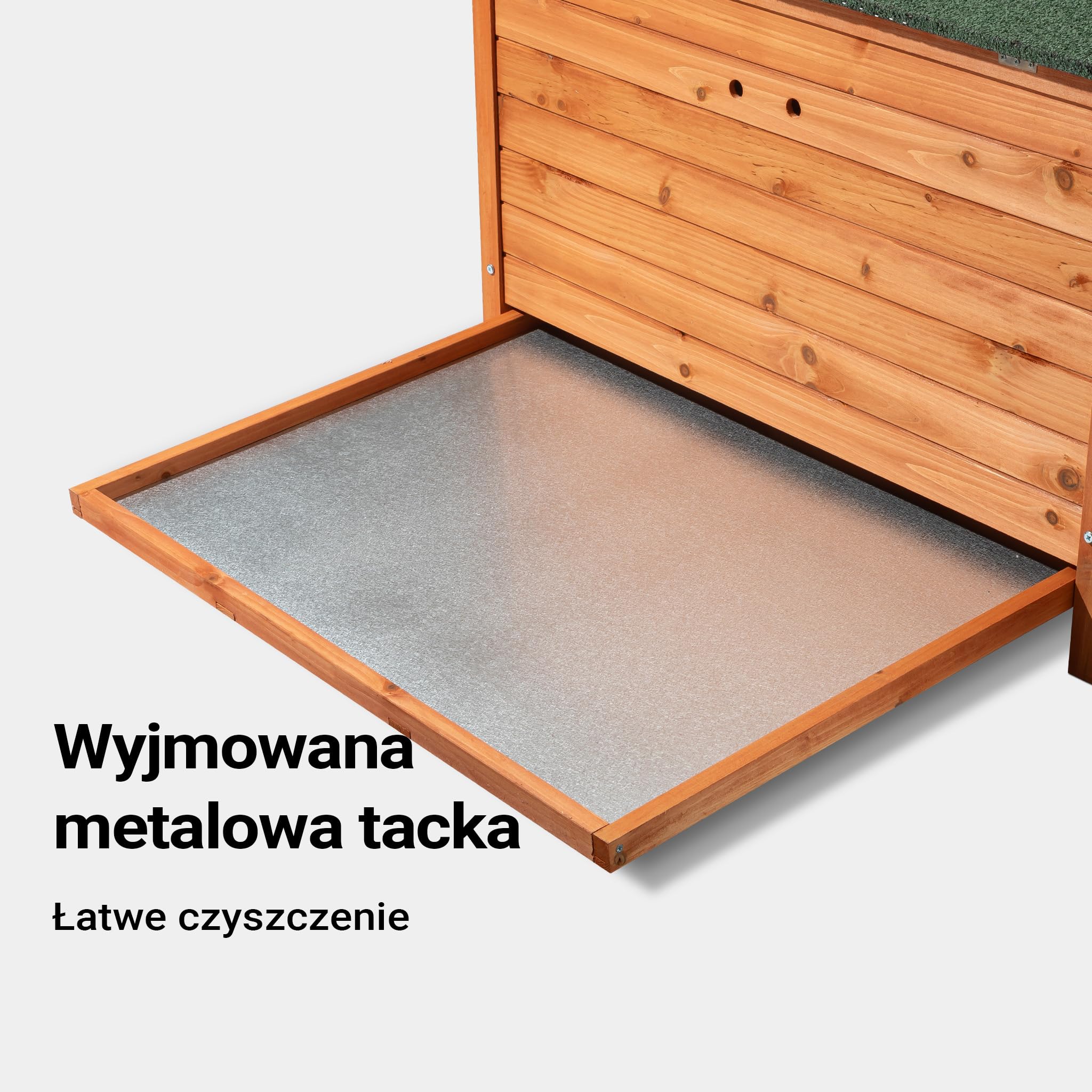 Kurnik klatka drewniana 136x74x70cm ze skrzynką lęgową wysuwaną tacą do czyszczenia czerwono-brązowy