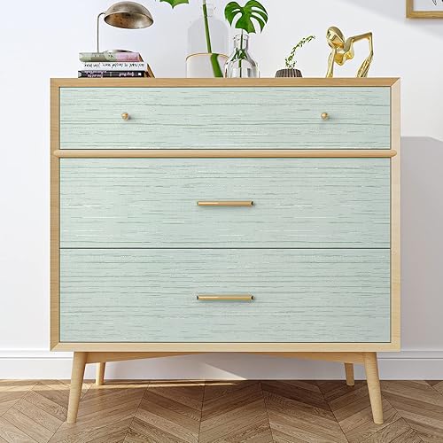 Miniatura 3 de VaryPaper Papel tapiz verde claro de 15.7 x 78.7 pulgadas, tela de hierba texturizada, impermeable, extraíble, autoadhesivo, tela de lino, papel de