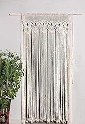 Hysunland Cortinas de macramê boêmio para pendurar na parede, janela, porta, pano de fundo de casamento, 94 cm L x 203 cm C