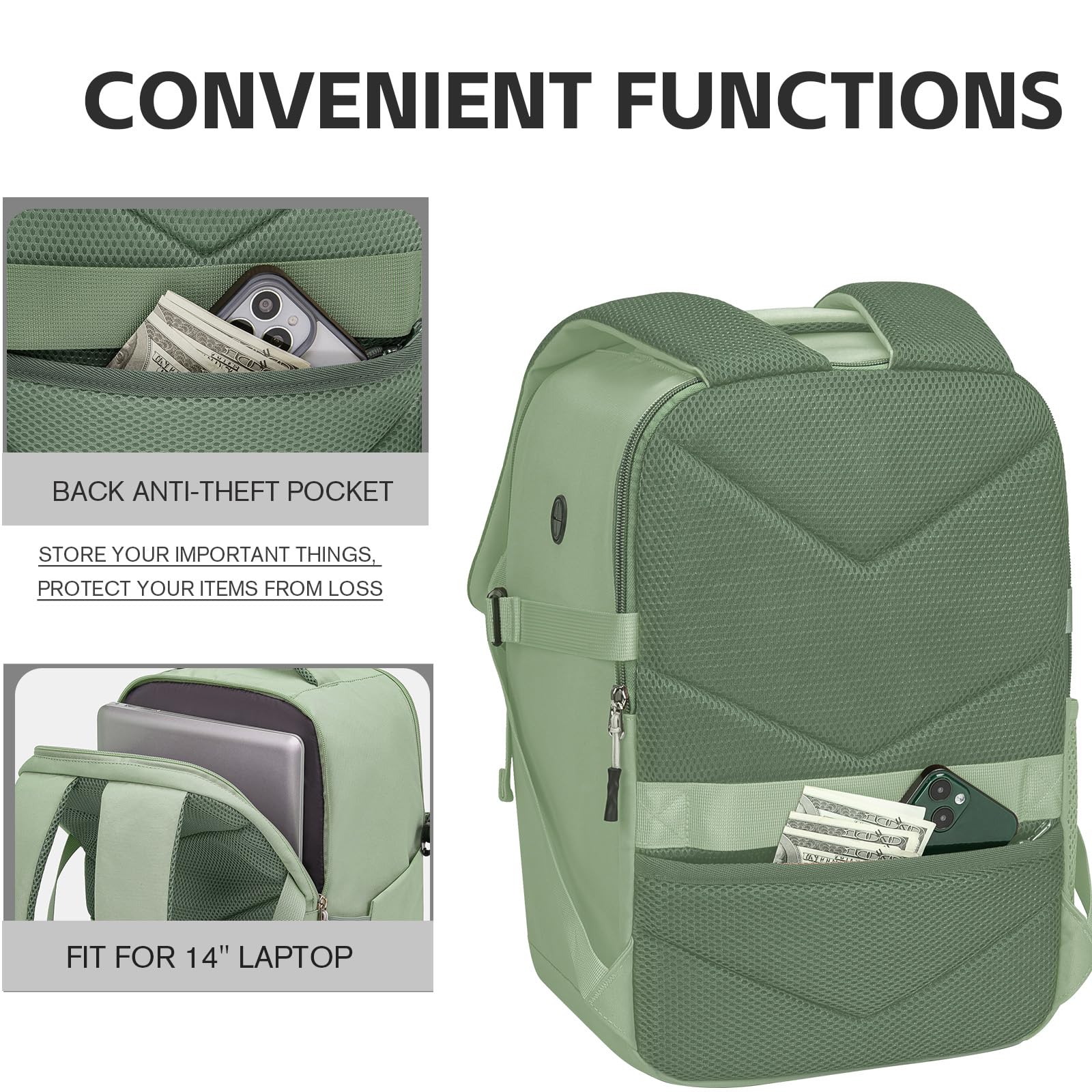 Hayayu Zaino Per Ryanair 40x20x25, Zaino Da Viaggio Aereo Bagaglio a Mano 40x30x20 per Wizzair Easyjet,Borse Da Cabina Zainetto Donna Uomo Zaini Da Viaggio Con Foro USB