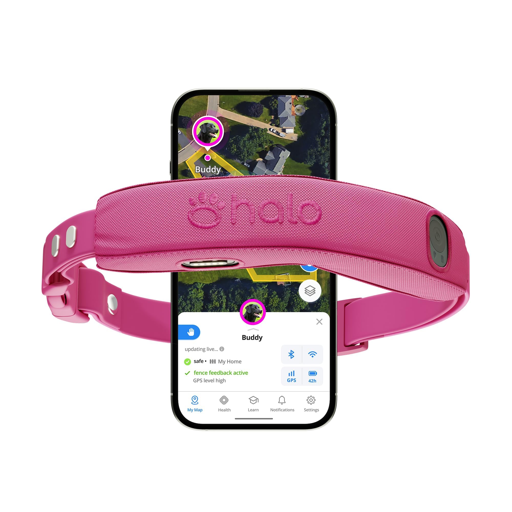 Halo Collar 5 Wireless Dog Fence & GPS Dog Collar, Keep Your Dog Safely Contained Outdoors with App-Controlled Boundaries and Real-Time Tracking, One Size, Orchid