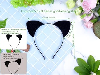 Bonnie Z. Leonardo Furry Padded Cat Ears Headband