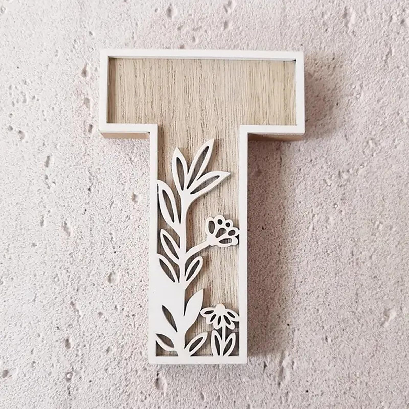 5 26 Letters for Wall Decoration Flowers Can Be Painted on Wood Nursery Letters Wooden Letters for Crafts Name Tags Wedding Home Decoration (T, One Size)