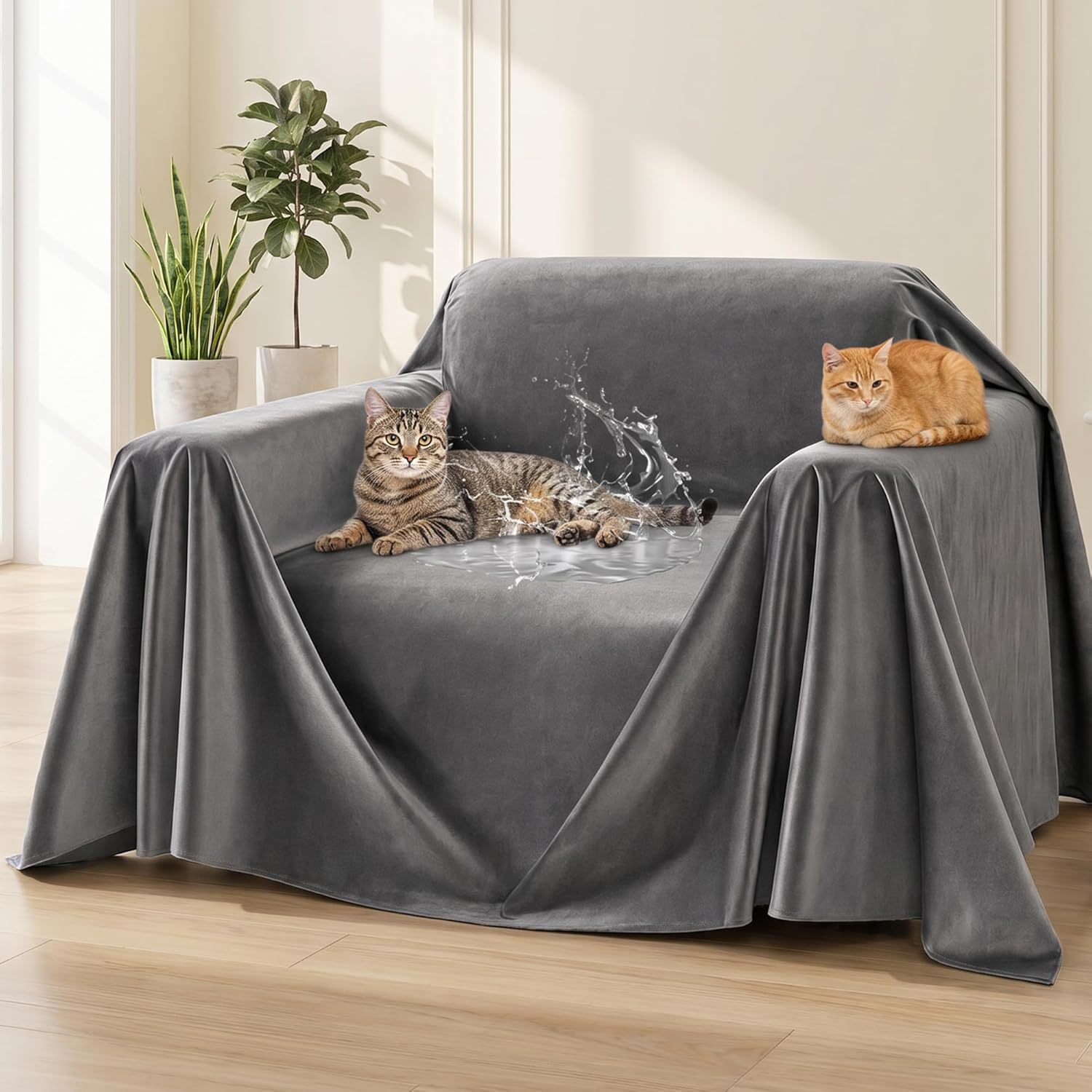 Loiion Cat Scratch Furniture Protector - Ultra Soft, Waterproof Sofa Cover to Keep Cats Off, Pet-Friendly Couch Protectors for Love Seat, Anti-Slip Couch Cover for Pets and Kids 91"X71"