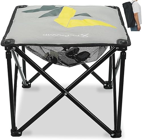 Taburete acolchado para campamento, reposapiés de gran tamaño de 18 pulgadas, silla de campamento de 500 libras, reposapiés plegable para