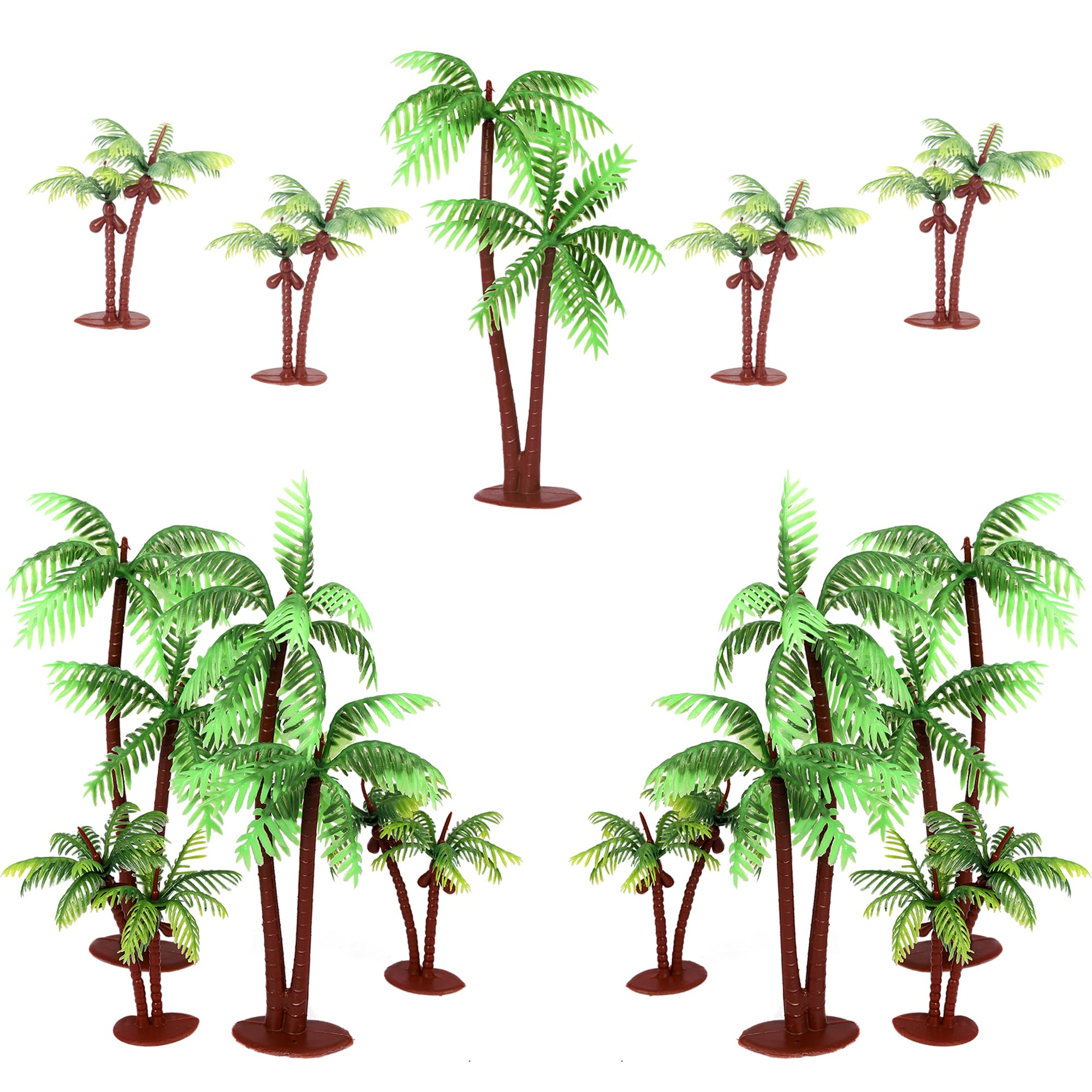 SYKYCTCY 20 Pack Green Palm Tree Cupcake Topper with Coconuts Cake Topper Coconut Palm Landscape Modelr Cake Decorations for Summer Beach Theme Baby Shower Birthday Party Decorations Supplies