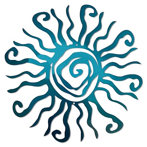 Wacky Sun Metal Wall Art Indoor/Outdoor Decor - 18" Teal