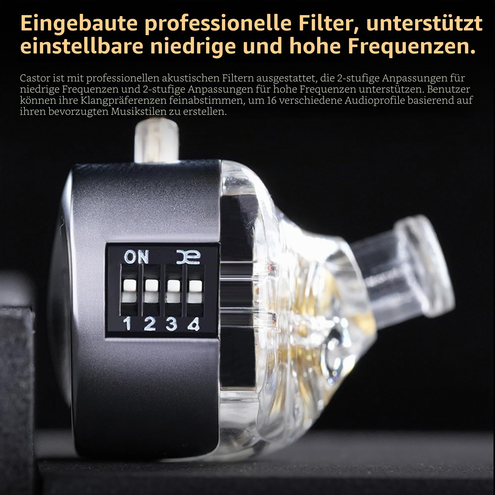 KZ Castor Bass Edition IEM mit zwei dynamischen Treibern, abstimmbarer Sound, kabelgebundene Kopfhörer, Gaming-Ohrhörer mit 4-stufigem Einstellschalter, geräuschisolierend
