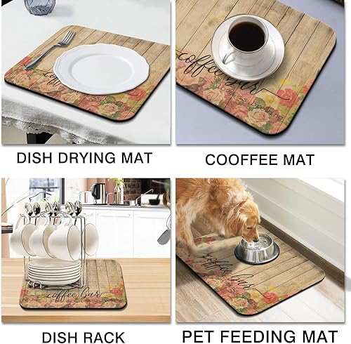 Miniatura 2 de Tapete de barra de café, accesorios para encimera, absorbente, para ocultar las manchas, con parte trasera de goma, tapete de secado de platos para