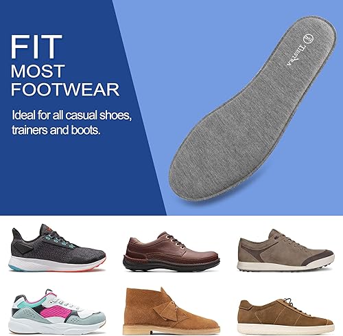 Miniatura 5 de 2 pares de plantillas de espuma viscoelástica para hombre, plantillas de repuesto para botas de trabajo, zapatos de correr, amortiguadores