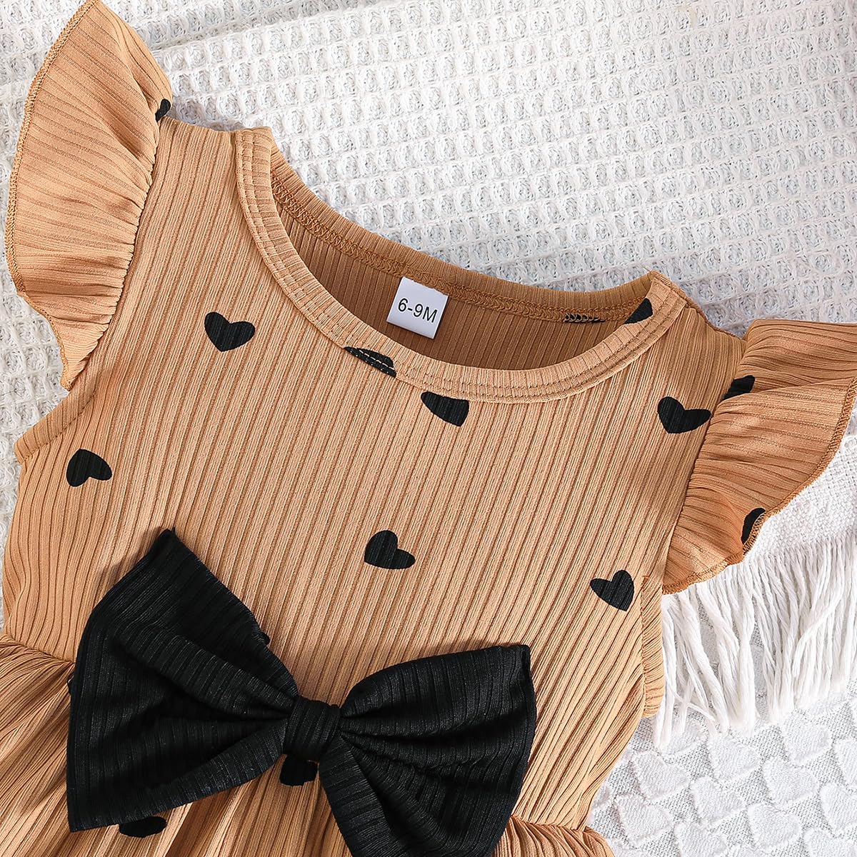 Baby Girl Dress Butterfly Print Bowknot Ruffle Sleeveless Summer Dress Cute Polka Dot For Girls - 4