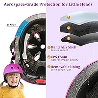 Vista 3 de KAMUGO - Casco ajustable para niños, con equipo de protección deportiva, rodilleras, coderas, muñequeras para niños de 2 a 8 años, para niños