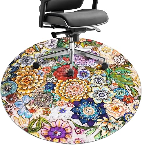 Tapete para silla de oficina para suelo de madera dura, 47 x 47 pulgadas, alfombras redondas para sillas rodantes para oficina, computadora,