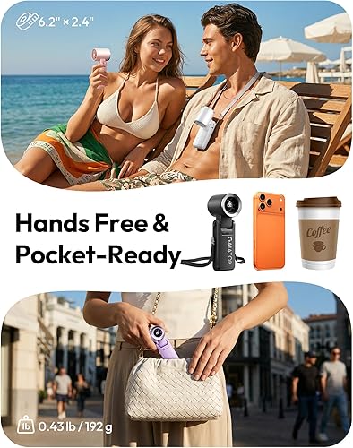 Miniatura 5 de Gaiatop Ventilador turbo portátil de mano, 21 horas de refrigeración, ventiladores de mano 4 en 1 plegables de 180°, mini ventiladores personales de