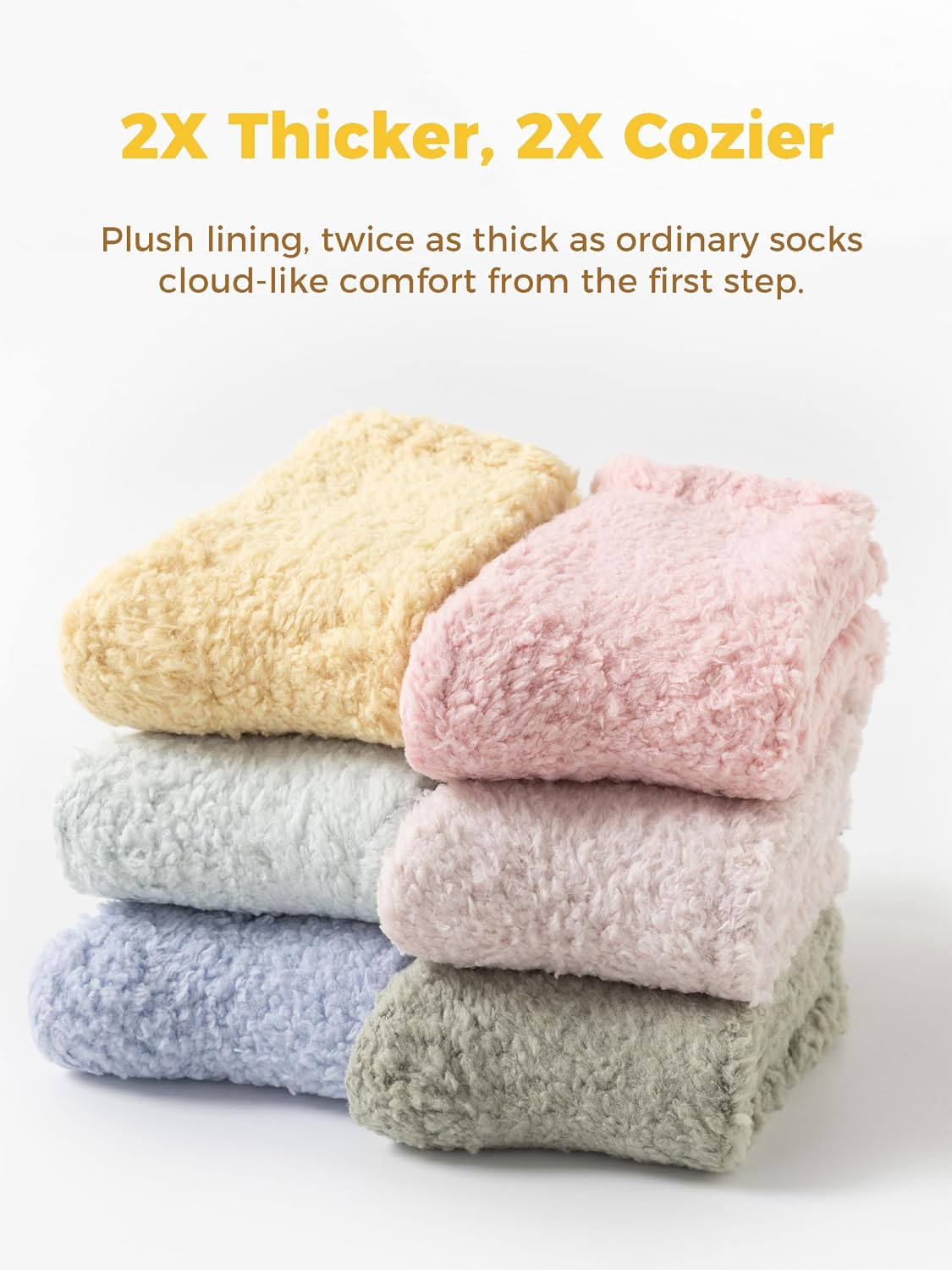 TOCONFFON Womens Super Thick Fuzzy Socks w Grips Ultra-Soft Fluffy Socks