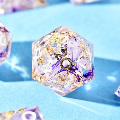 Miniatura 3 de Dispel Wisteria Falls - Juego de dados de borde afilado de 7 piezas para juegos DND, MTG, Shadowrun, Pathfinder y TTRPG