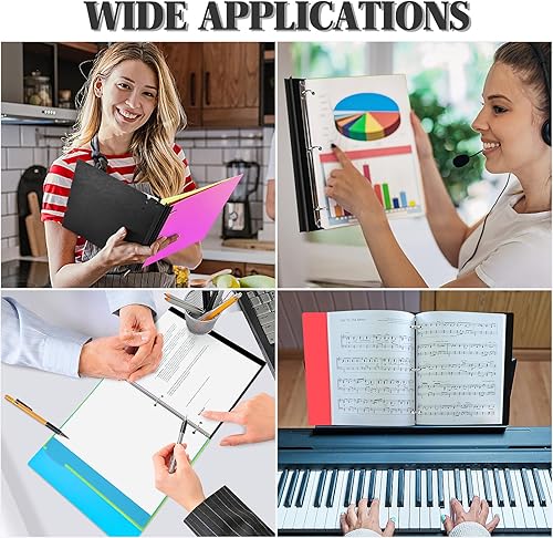 Miniatura 6 de INFUN Carpeta telescópica de 3 anillas, 4 unidades, carpeta portátil de plástico de 3 anillos con lomo telescópico, carpetas con cubierta frontal