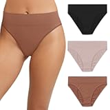 Women&apos;s M Underwear&comma; Seamless Hi-Cut Bikini Panties&comma; High-Leg Underwear for Women&comma; 3-Pack