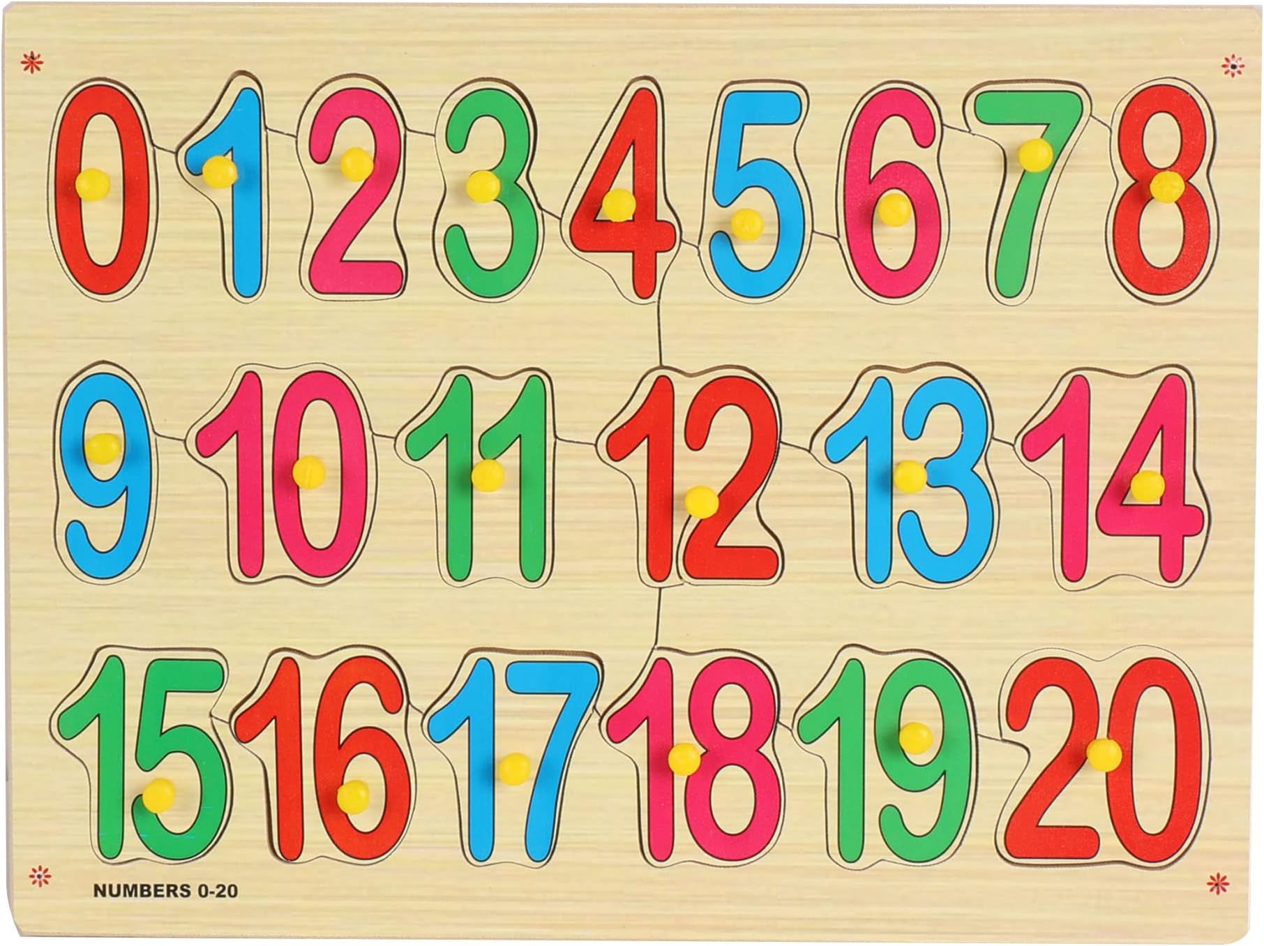 AVMART Wooden Colorful Learning Educational Board for Kids with Knobs, Educational Learning Wooden Board Tray, Size- 30 X 22 cm ((0-20 Number)