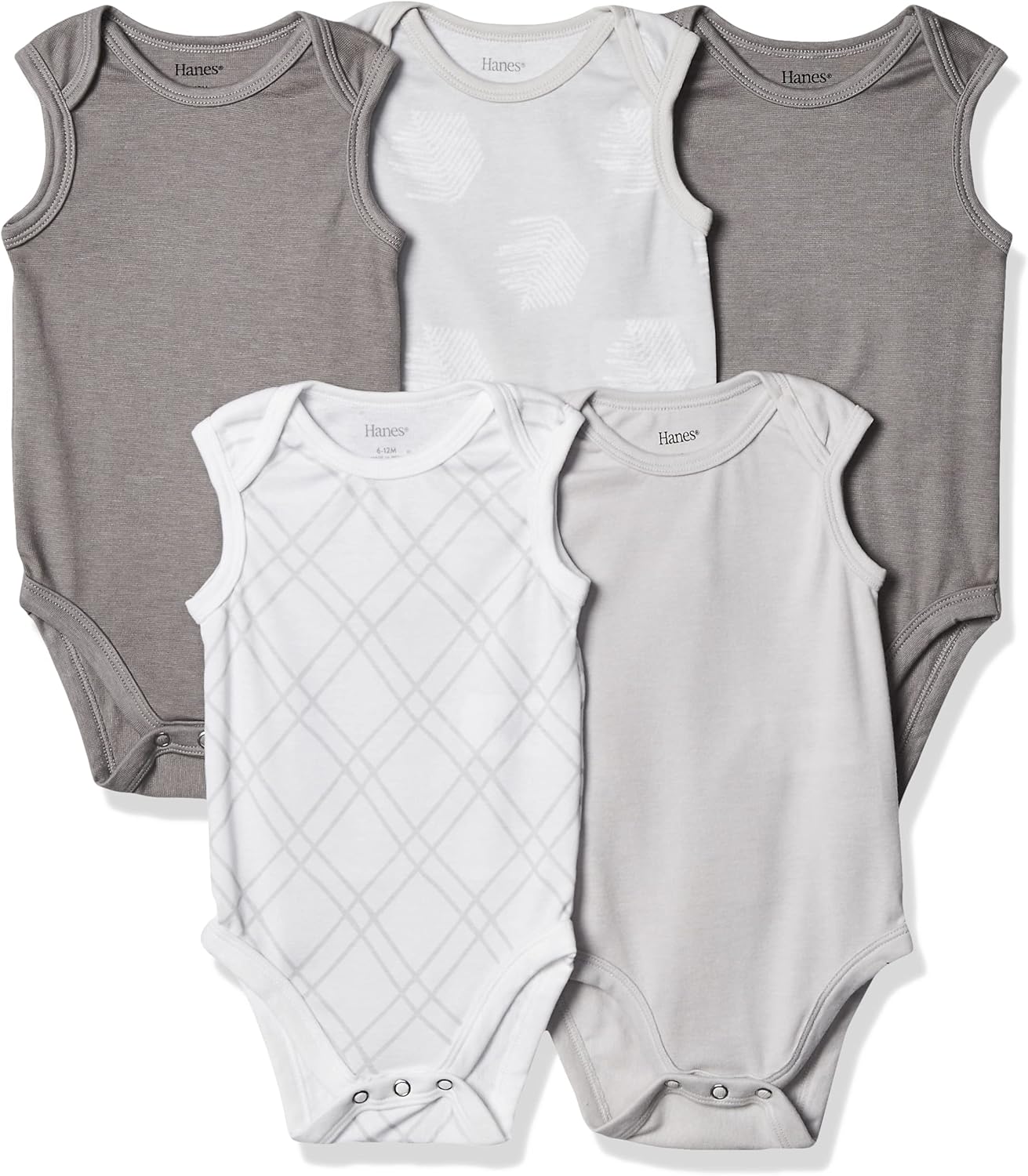 Hanes baby-boys Hanes Baby Bodysuits, Ultimate Flexy Sleeveless for Boys & Girls, 5-pack