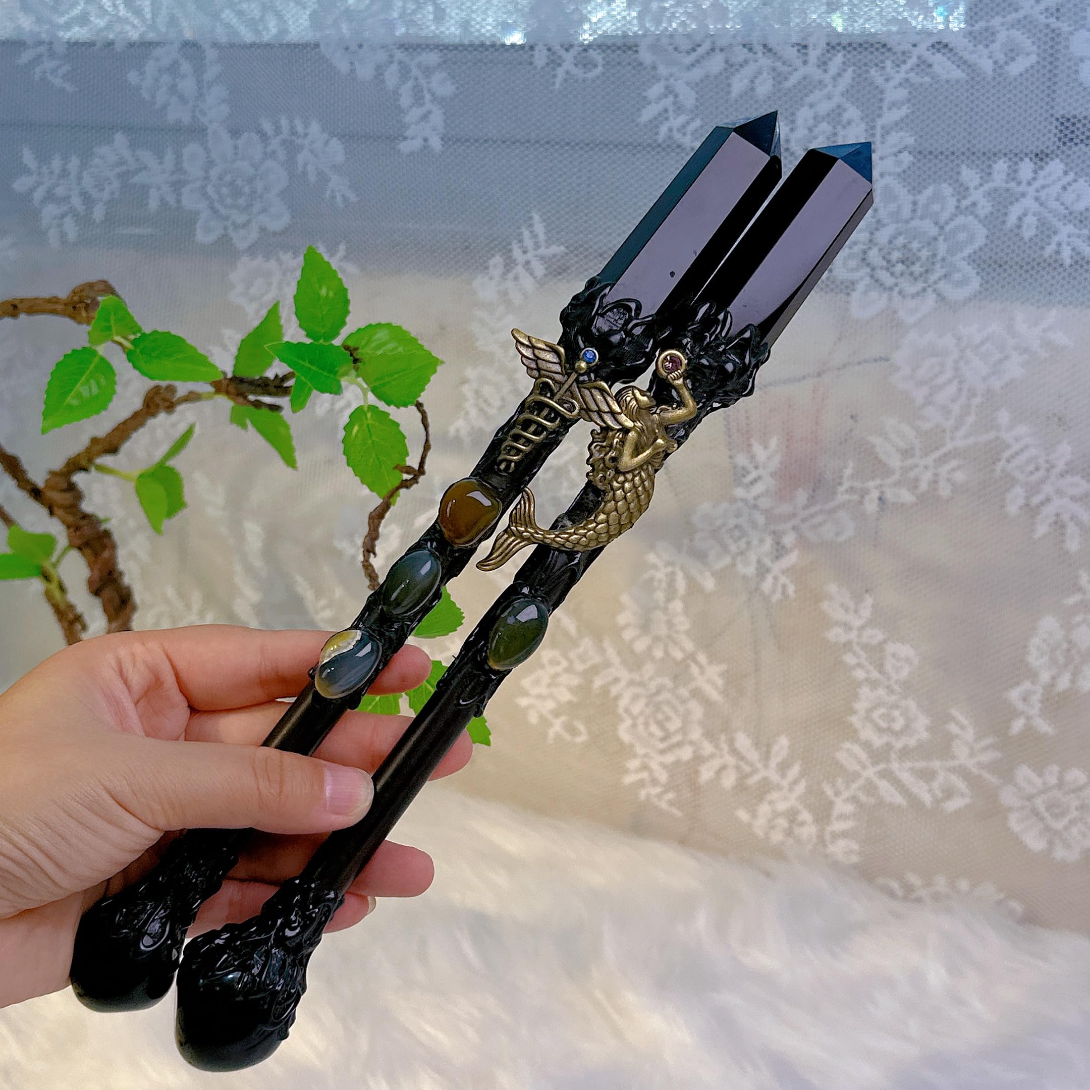Varita De Bruja Con Cristal Natural De Amatista – Fragmentos Aleatorios | Accesorio Ligero Para Cosplay, Halloween Y Decoración