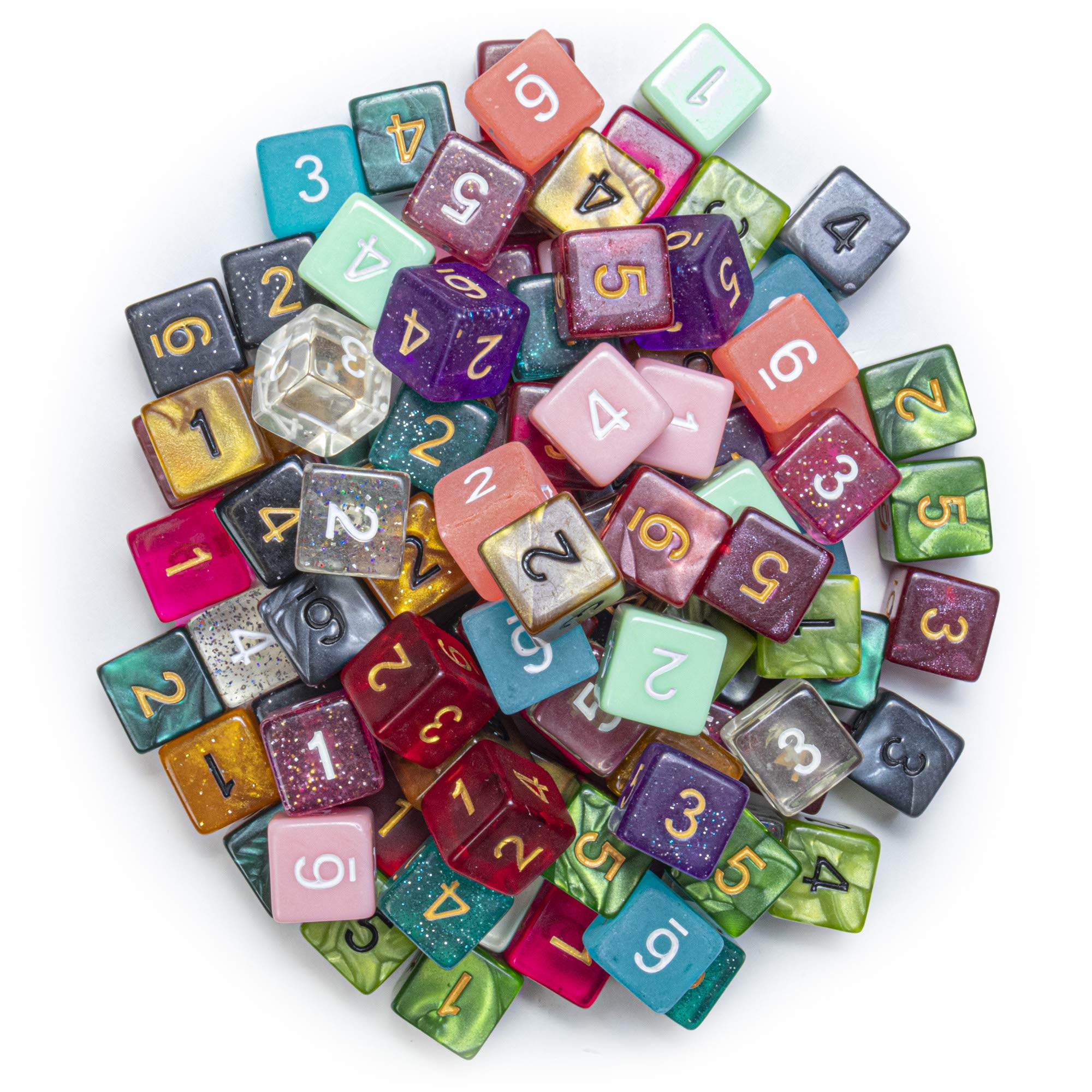 Wiz Dice100+ Pack of Random D6 Polyhedral Dice in Multiple Colors
