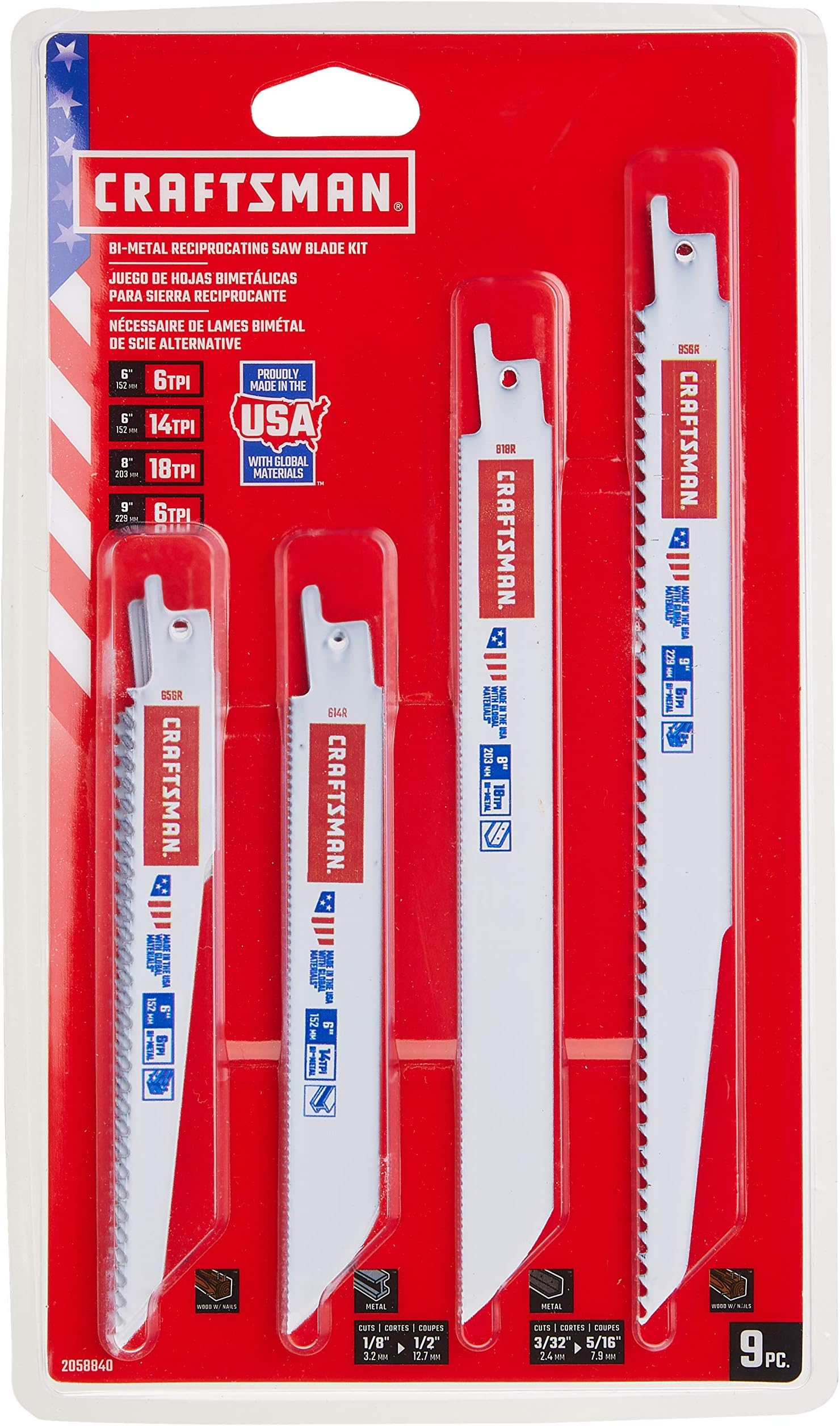 CRAFTSMAN Reciprocating Saw Blades, 9Piece Kit (2058840)