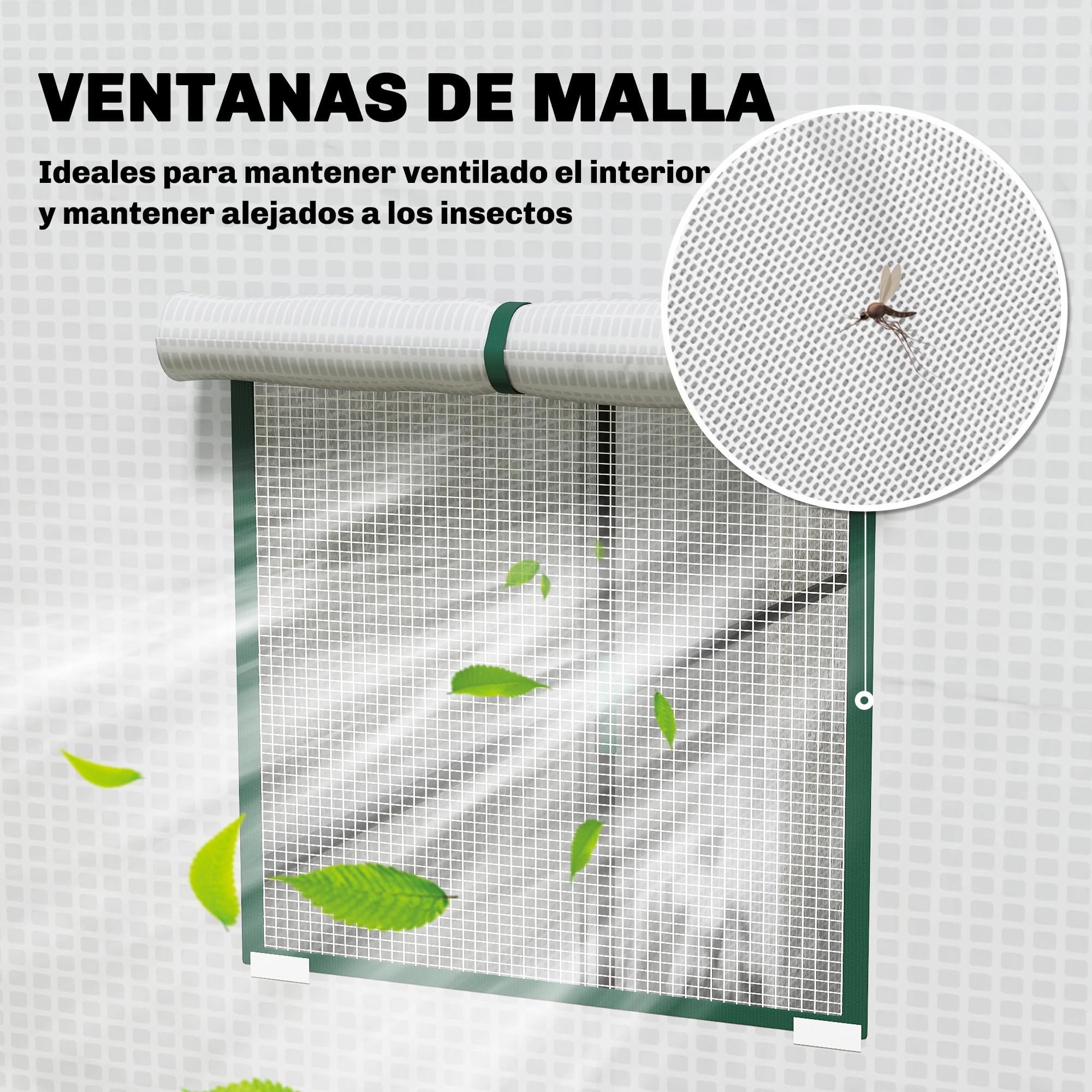 Outsunny Invernadero Pequeño Invernadero de Exterior con Ventanas de Malla y Puerta con Cremallera Marco de Acero y Cubierta de PE 140g/m² para Cultivar Tomates Plantas Flores 196x77x197 cm Blanco
