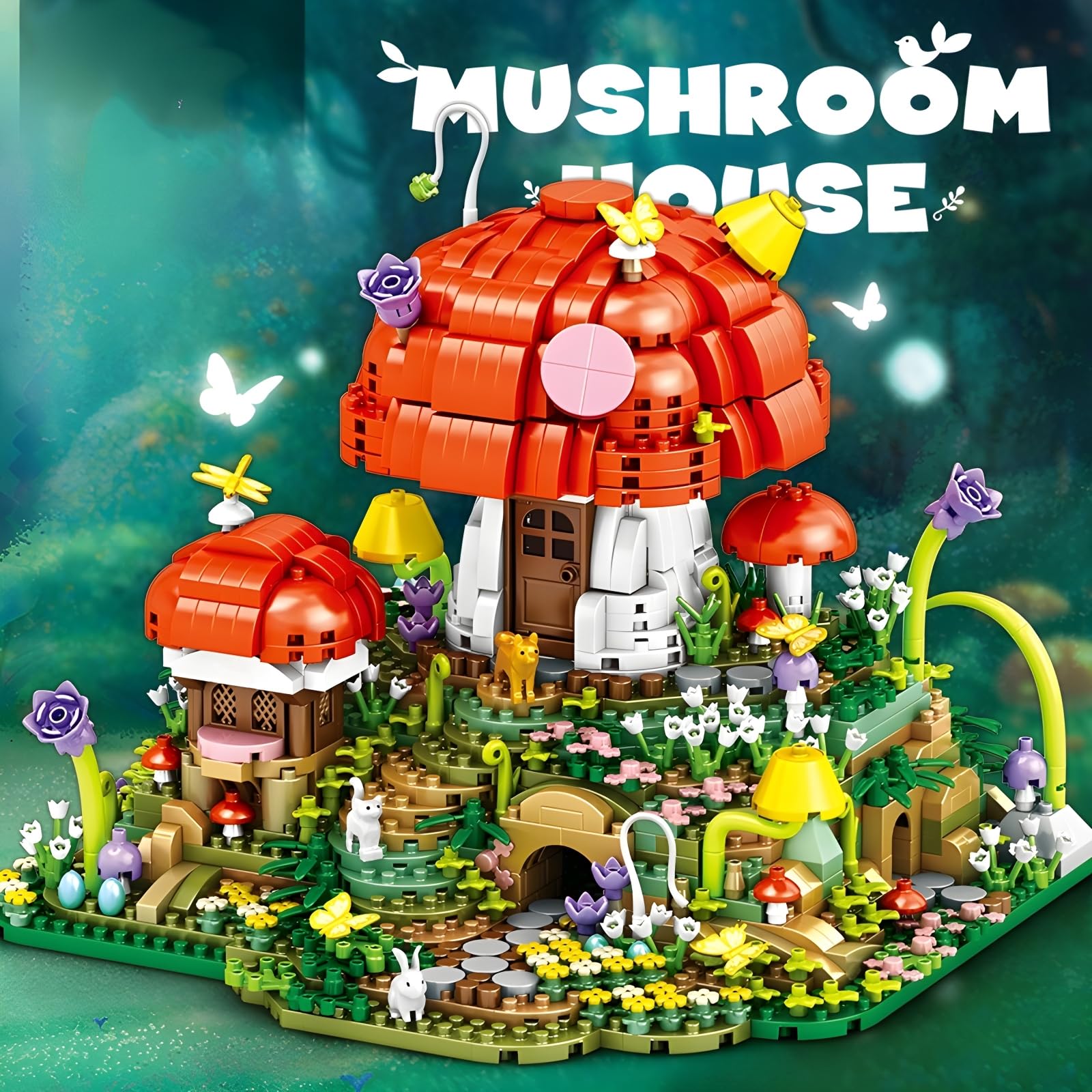 Pilz Room House Mini Bloques de Construcción, 2798 Piezas Creativo Seta Casa Árbol Casa Micro Bloques de Sujeción, Oficina Hogar Ideas Decoración Arquitectónica, Regalo para Adultos y