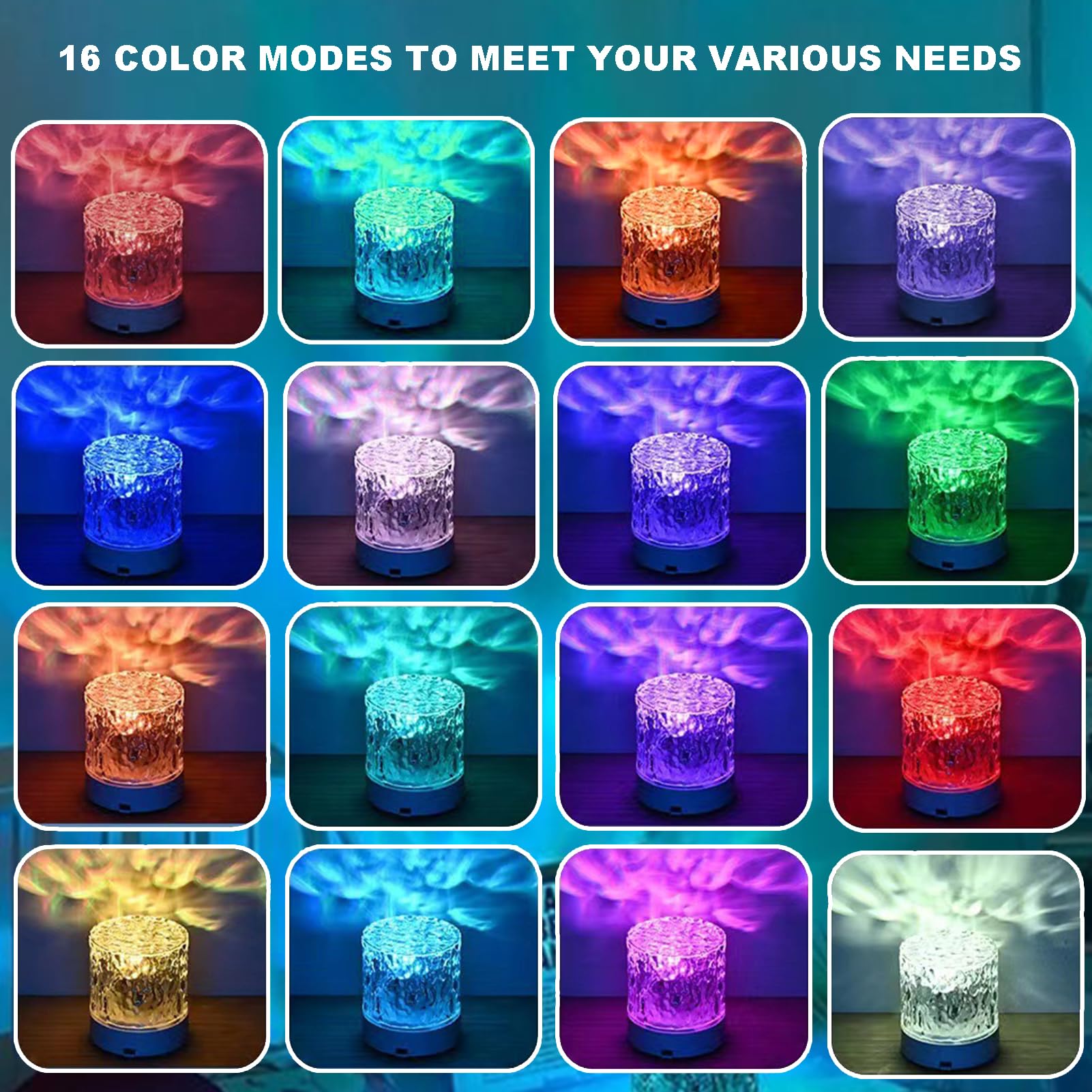 YeahBoom Ocean Lampe LED,16 Farben RGB Wasserwellen Lampe,Aurora Light mit Fernbedienung,LED Sternenhimmel Projektor für Zimmer Schlafzimmer Deko,Kinder Geschenk