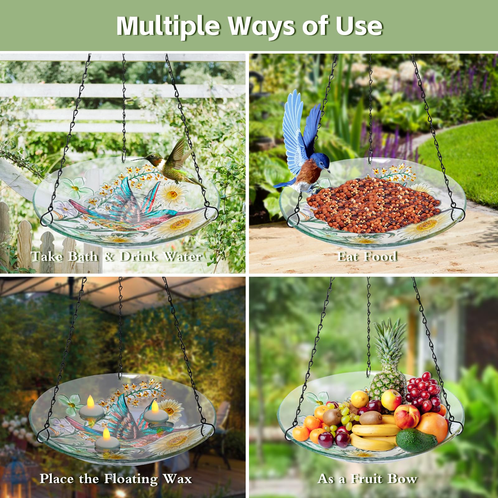 Snapklik.com : MUMTOP Hanging Bird Bath-Bird Baths For Outdoors - 12