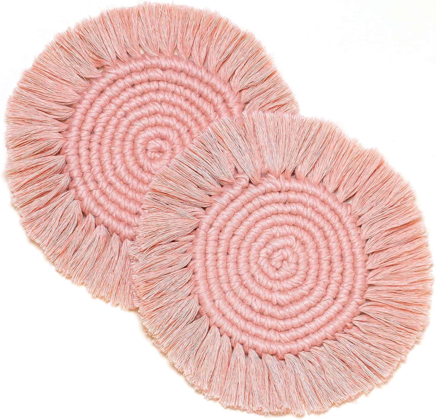 Amazon.com: 2 Pack Cotton Coasters for Drinks, Round Woven Absorbent ...